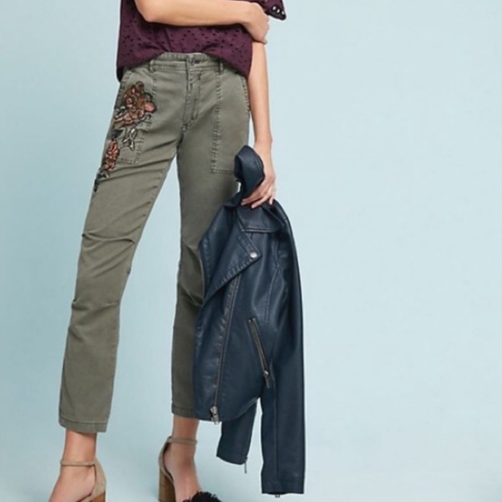 Anthropologie Wanderer Embroidered Utility Pants